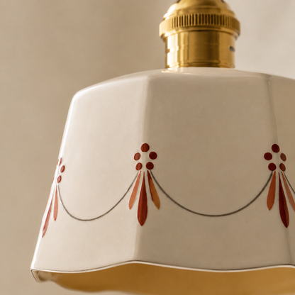 Japandi Retro Ceramic Pendant Light With Brass Fitting