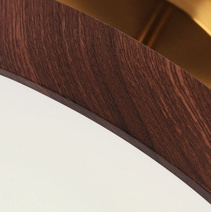 Japandi Wood Effect Round LED Semi Flush Mount Ceiling Light