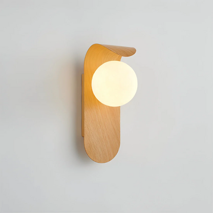 Japandi Wood Wall Sconce Round Globe Shade LED Wall Light