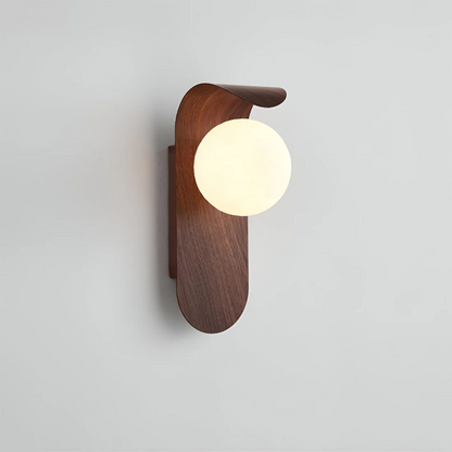 Japandi Wood Wall Sconce Round Globe Shade LED Wall Light