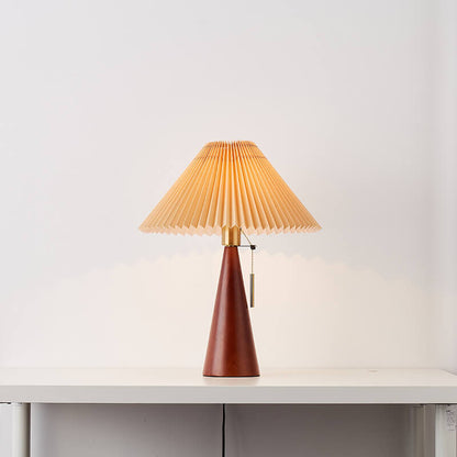 Japandi Wooden Pleated Fabric Shade Table Lamp