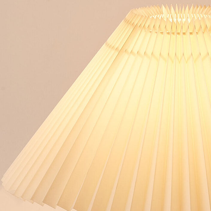 Japandi Wooden Pleated Fabric Shade Table Lamp