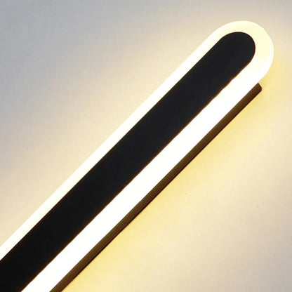 Linear Oval Black Metal Outdoor Wall Light