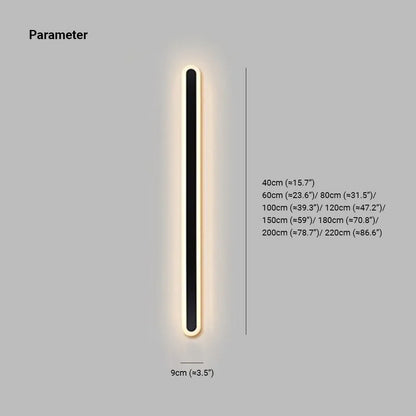 Linear Oval Black Metal Outdoor Wall Light