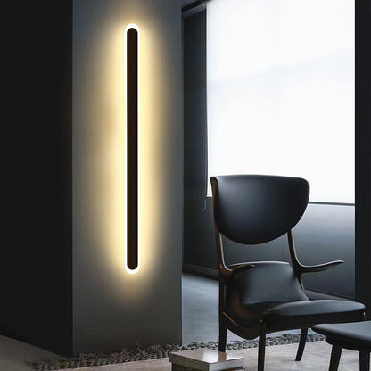 Linear Oval Black Metal Outdoor Wall Light