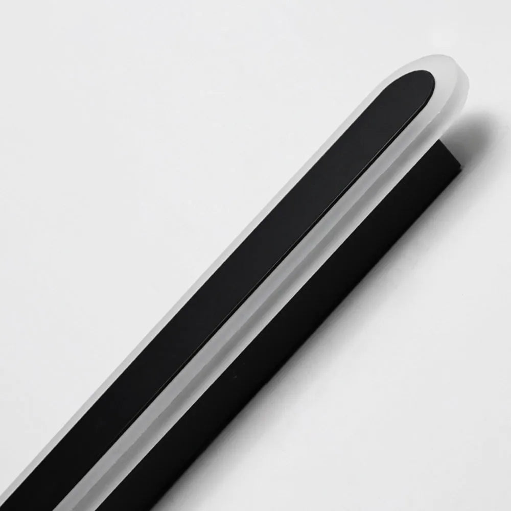 Linear Oval Black Metal Outdoor Wall Light