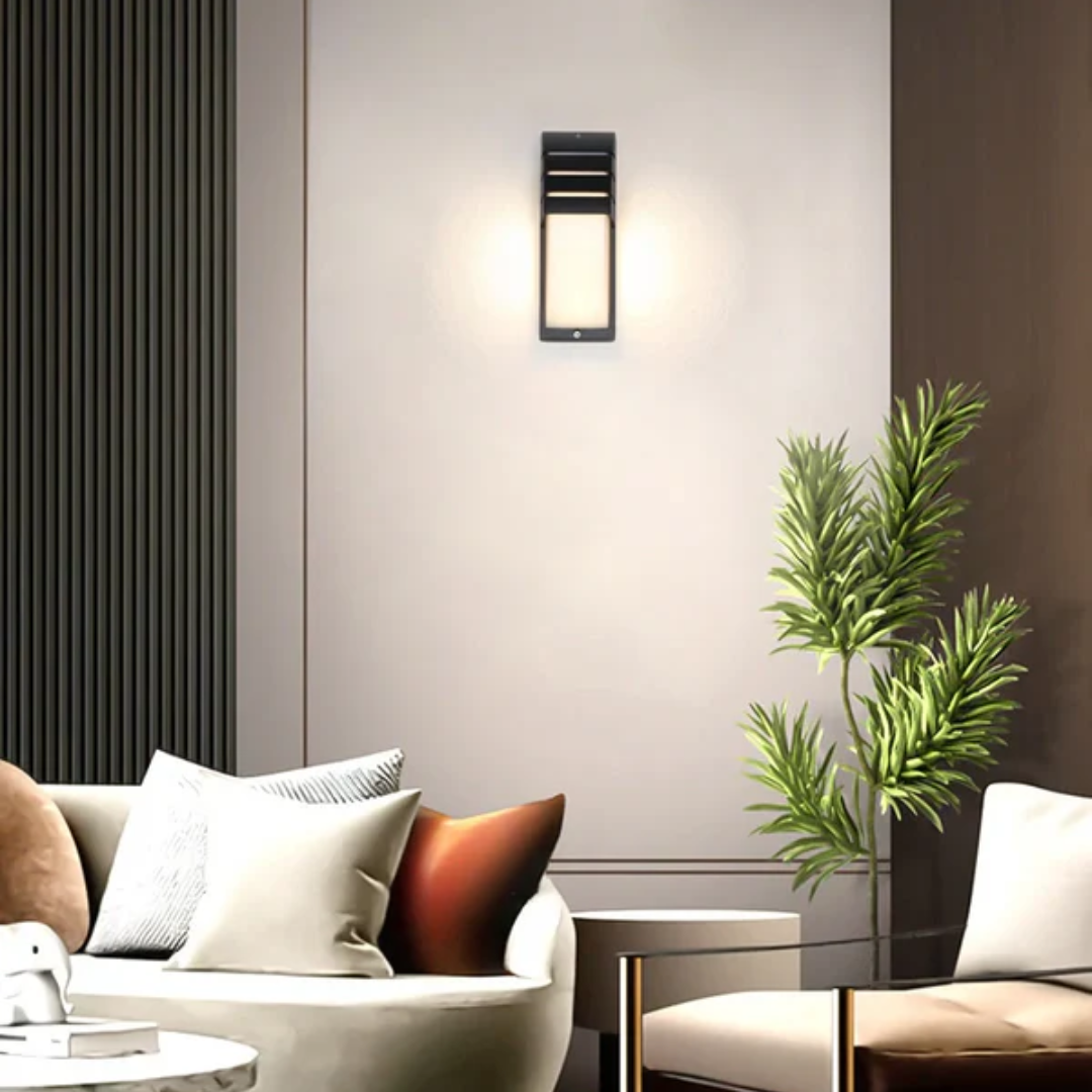 Matte Black Outdoor Wall Light With Motion Sensor