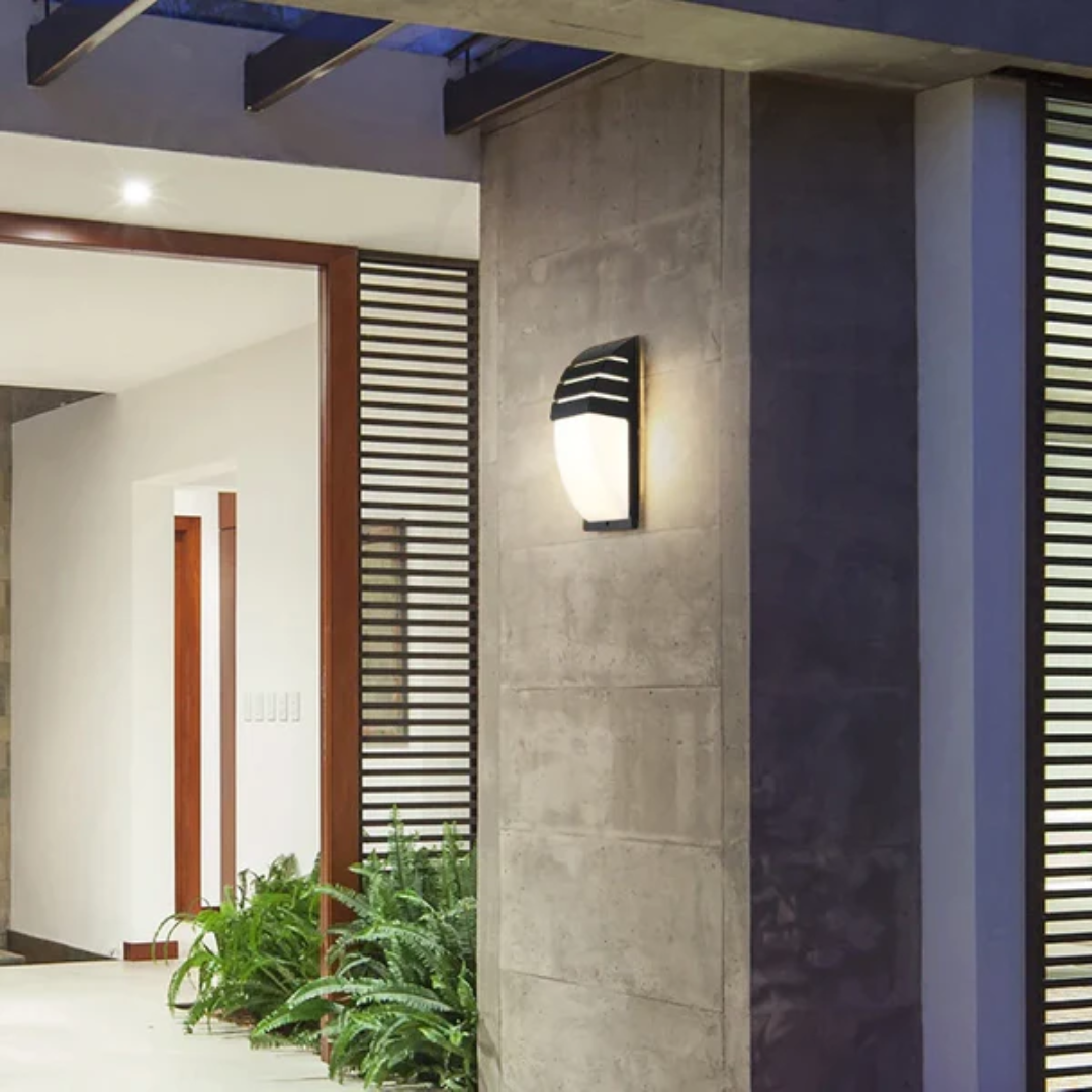 Matte Black Outdoor Wall Light With Motion Sensor