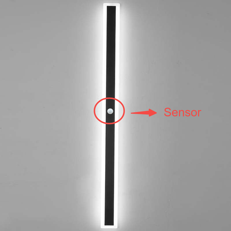 Matte Black Slim Linear Outdoor Wall Light LED Garden Sconce