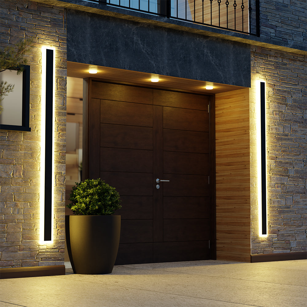 Matte Black Slim Linear Outdoor Wall Light LED Garden Sconce