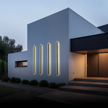 Matte Black Slim Linear Outdoor Wall Light LED Garden Sconce