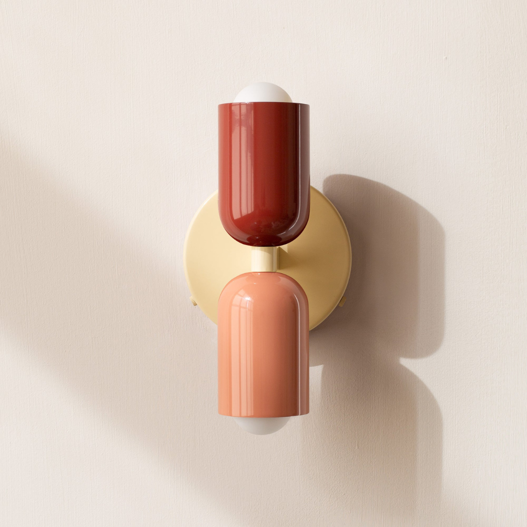 Mid Century Cylinder Two Light Metal Wall Sconce Colourful Wall Light