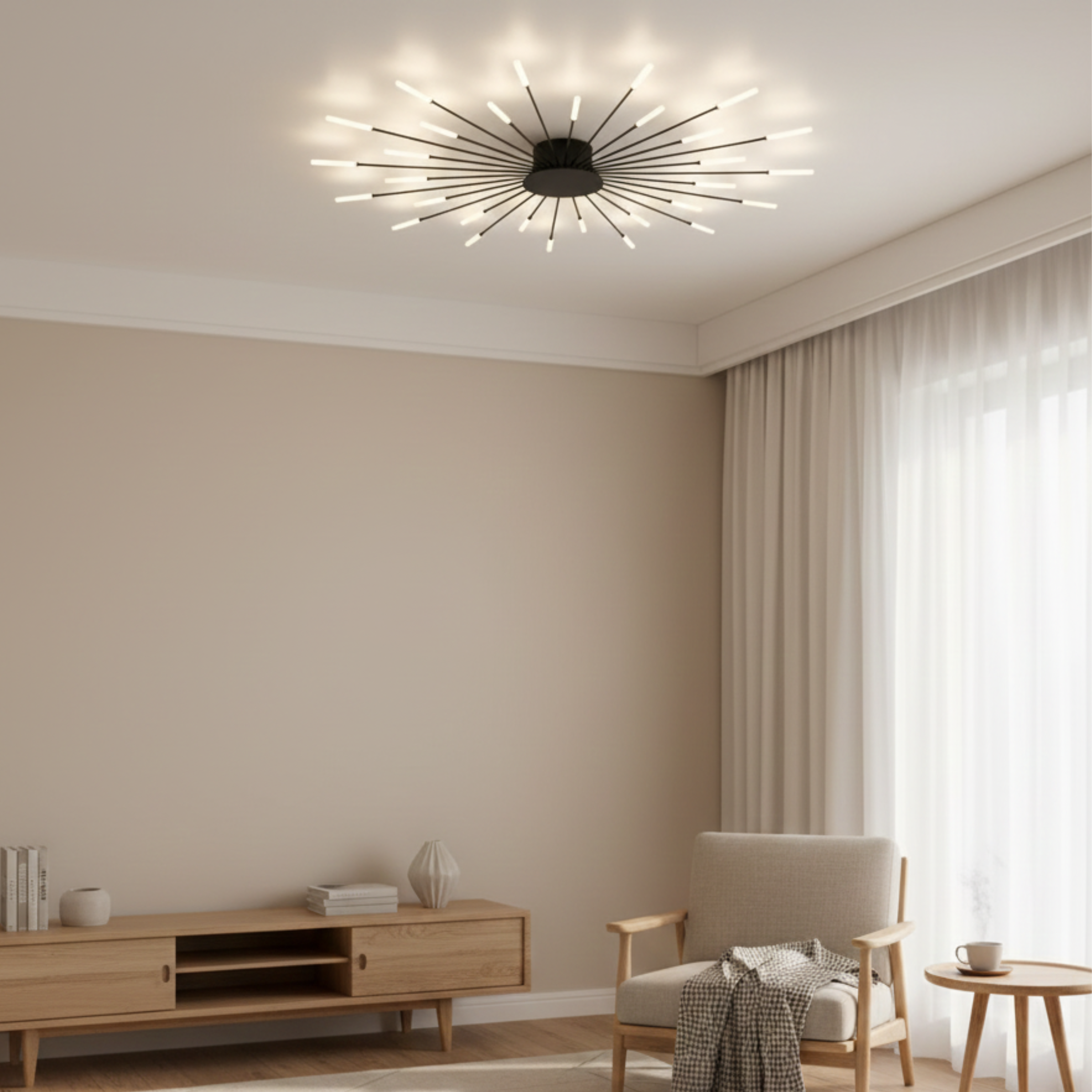 Mid Century Sputnik LED Ceiling Light With Adjustable Branch Arms