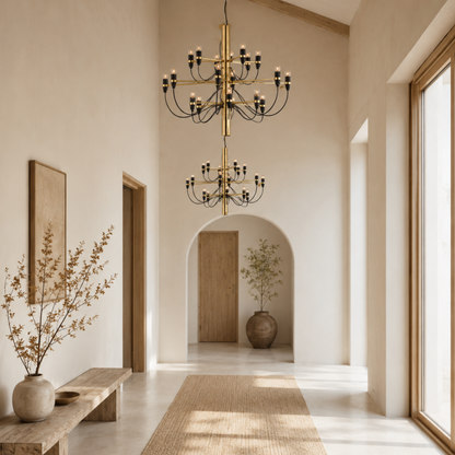Mid Century Two Tier Candelabra LED Chandelier