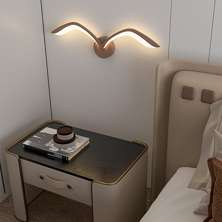 Minimalist Bird Wing LED Wall Light Sconce in Brown or White