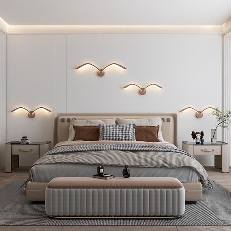 Minimalist Bird Wing LED Wall Light Sconce in Brown or White