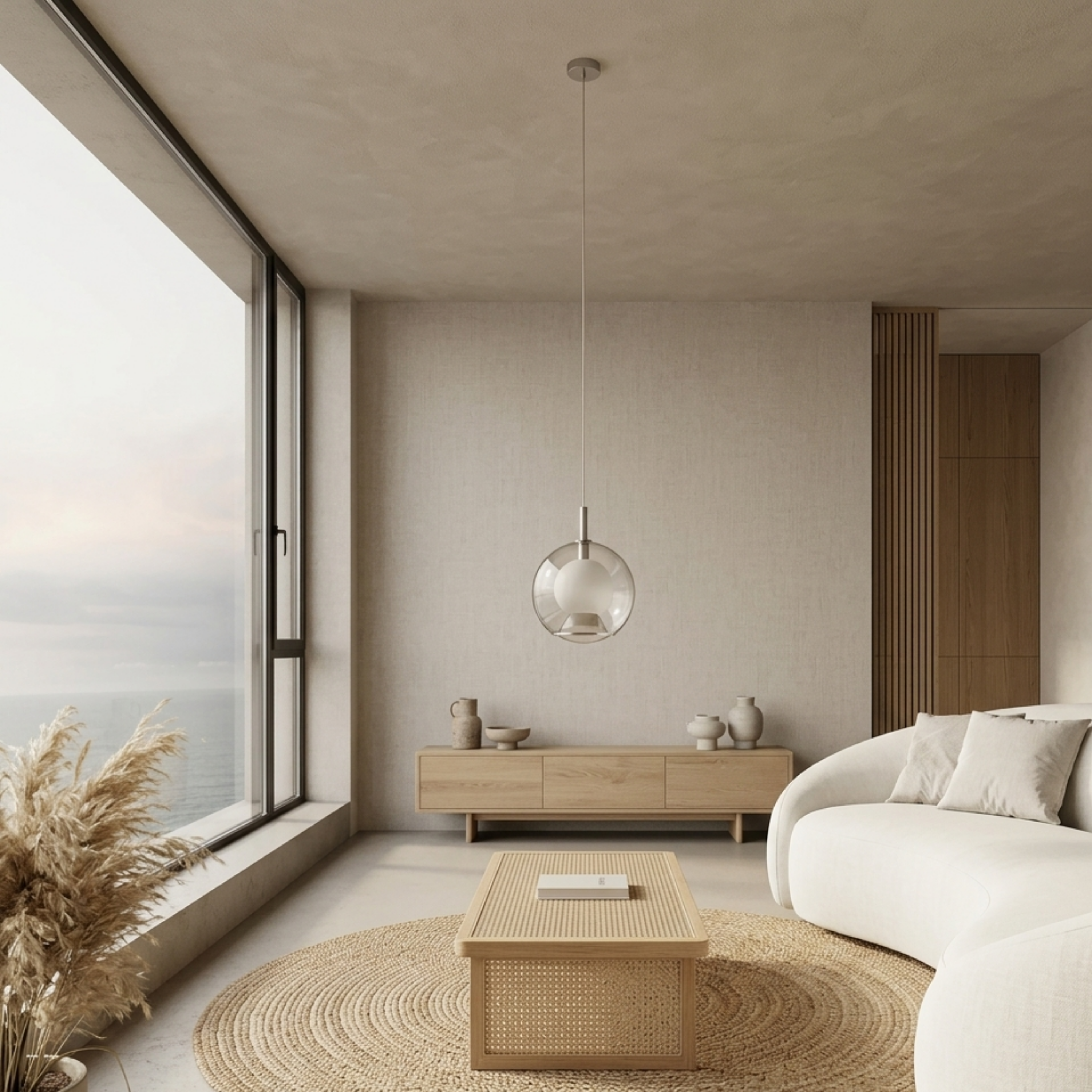 Minimalist Dimmable Glass Globe Pendant Light with Integrated LED