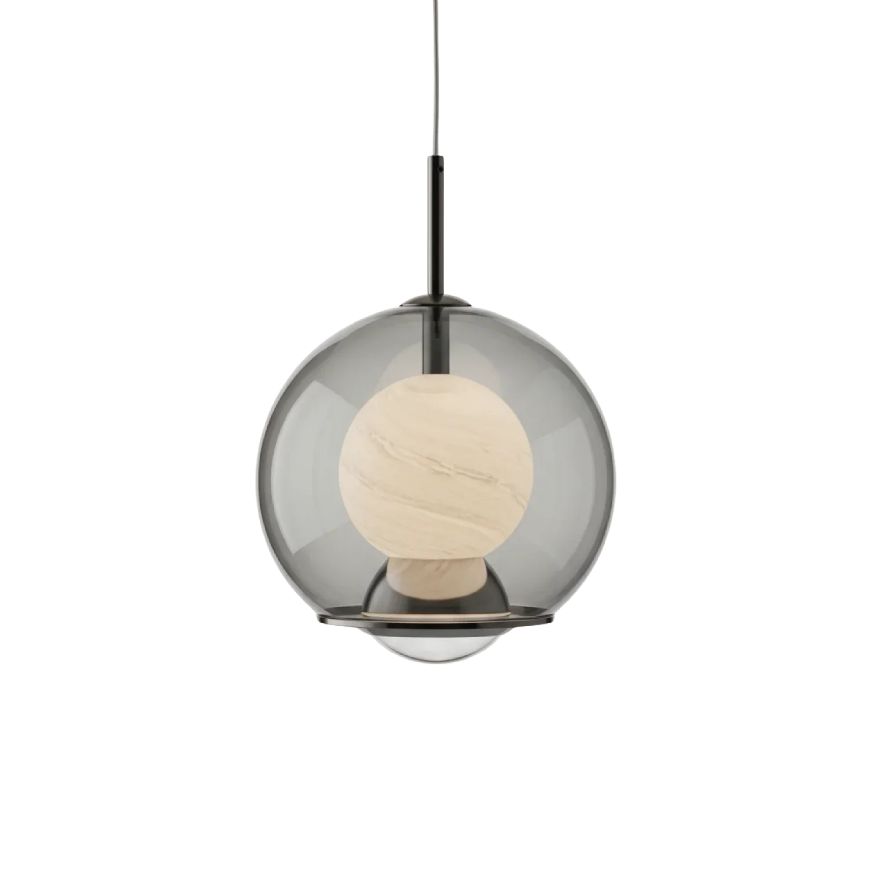Minimalist Dimmable Glass Globe Pendant Light with Integrated LED