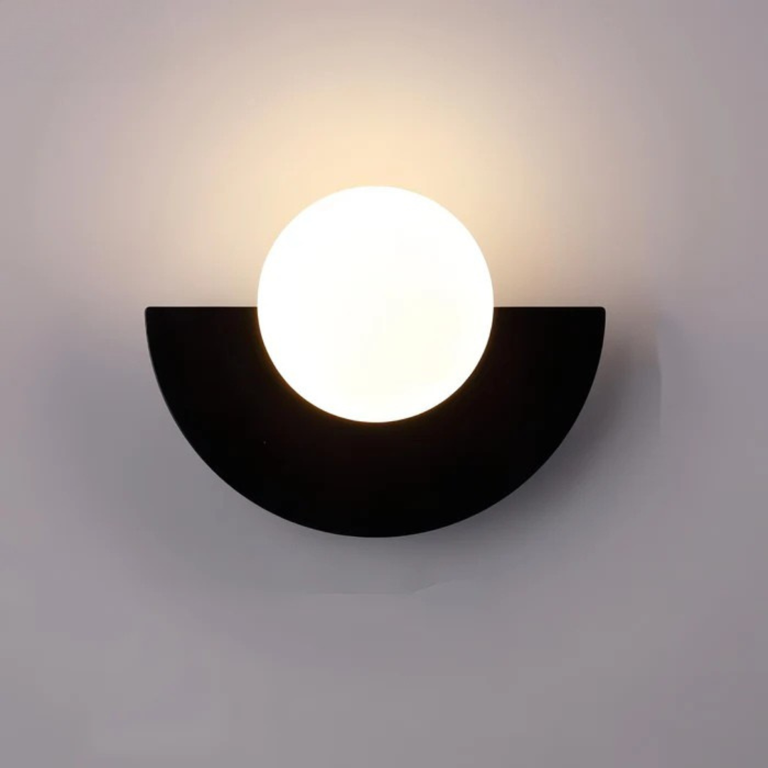 Minimalist Glass Globe LED Wall Light Half Moon Sconce
