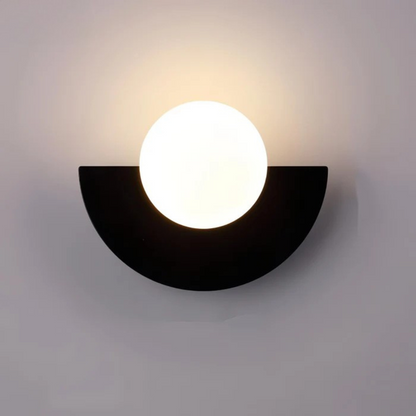 Minimalist Glass Globe LED Wall Light Half Moon Sconce