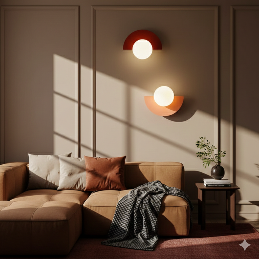 Minimalist Glass Globe LED Wall Light Half Moon Sconce