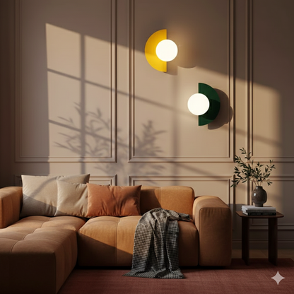 Minimalist Glass Globe LED Wall Light Half Moon Sconce