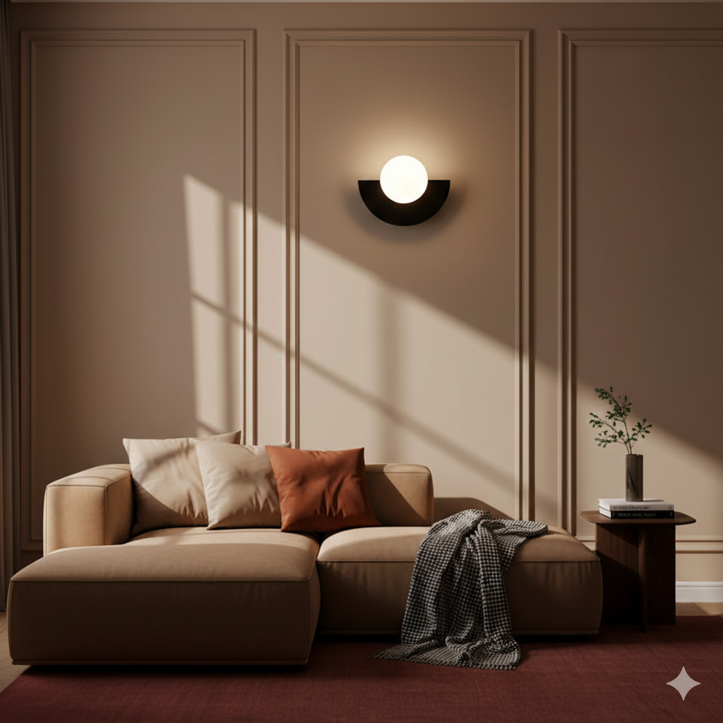 Minimalist Glass Globe LED Wall Light Half Moon Sconce