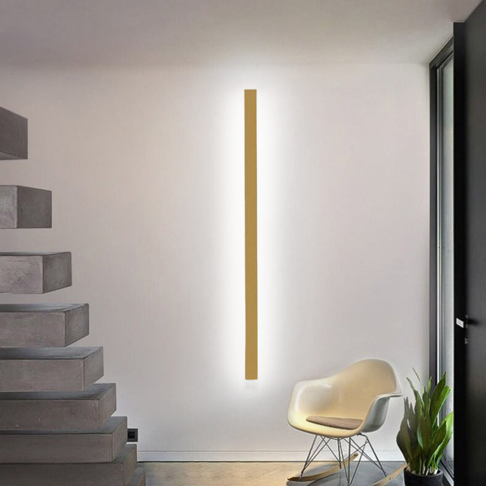 Minimalist Linear Rod LED Wall Light Metal Wall Sconce Gold Black and White
