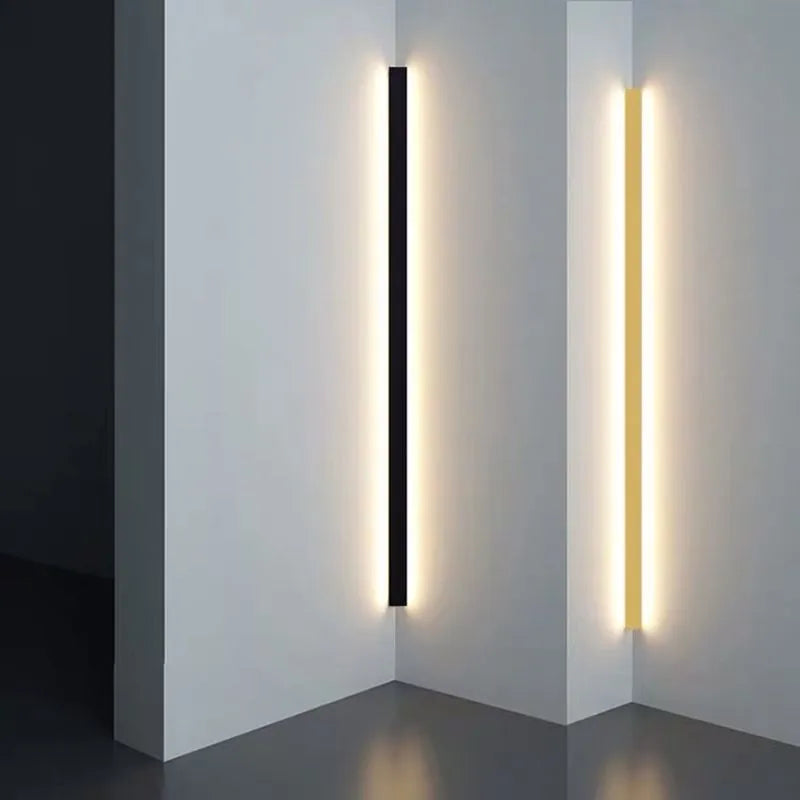 Minimalist Linear Rod LED Wall Light Metal Wall Sconce Gold Black and White