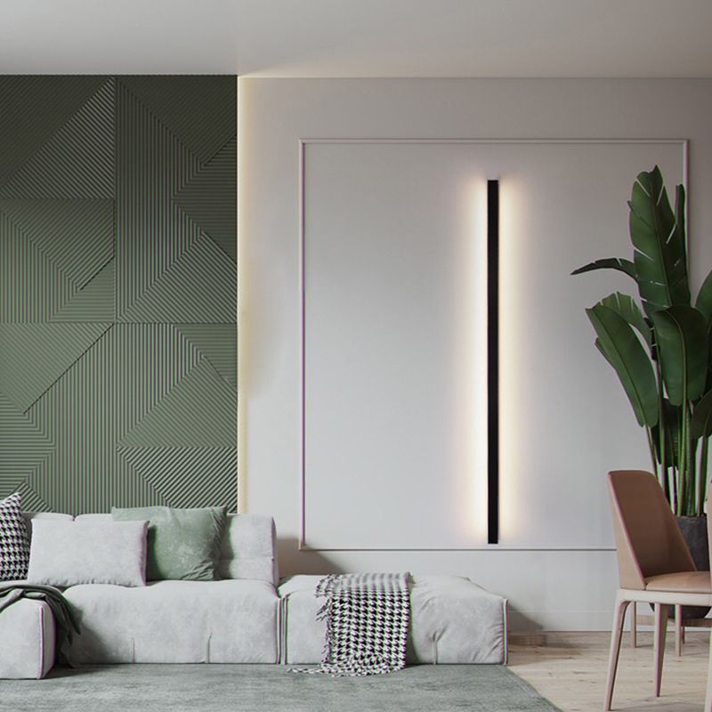 Minimalist Linear Rod LED Wall Light Metal Wall Sconce Gold Black and White
