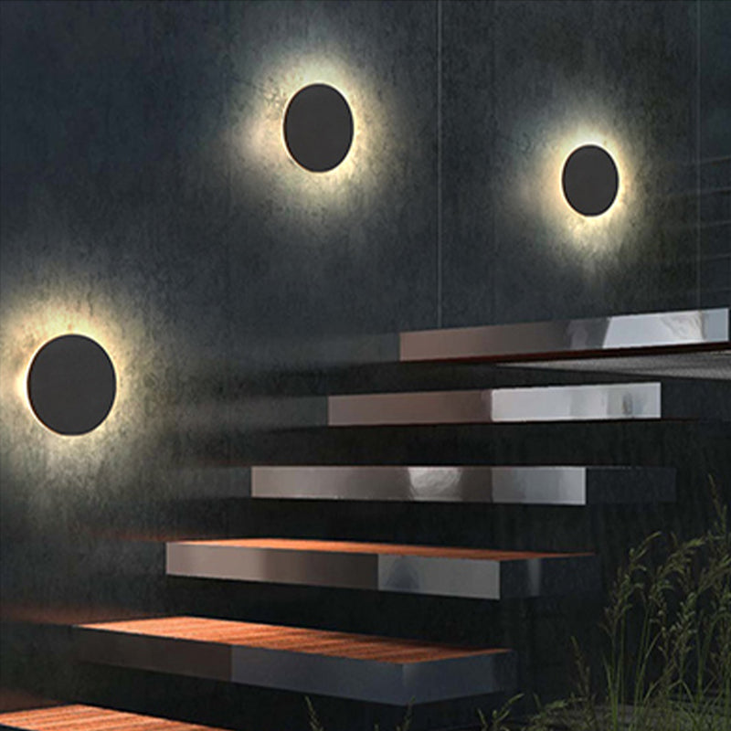 Minimalist Round And Square Outdoor Wall Light LED Black And White