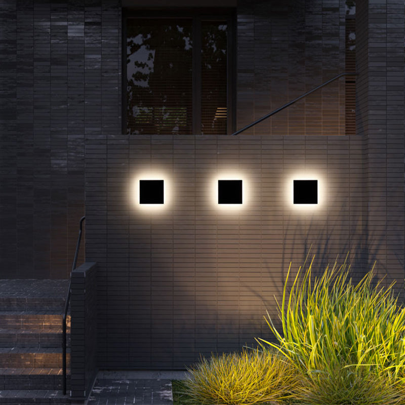 Minimalist Round And Square Outdoor Wall Light LED Black And White