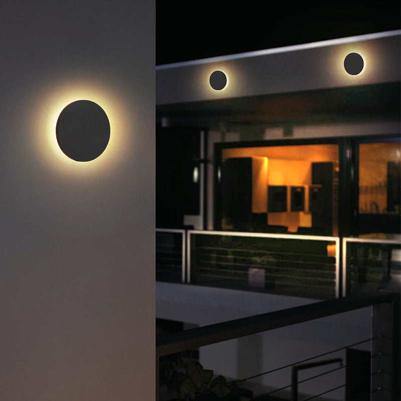 Minimalist Round And Square Outdoor Wall Light LED Black And White