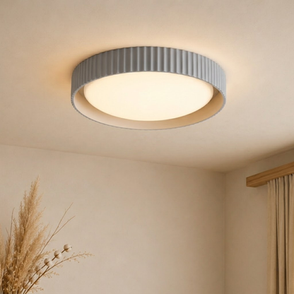 Minimalist Round Ribbed Resin Flush Mount Ceiling Light