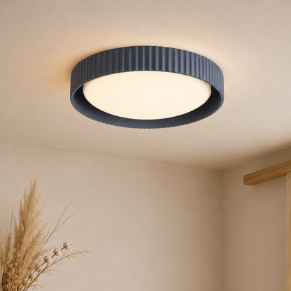 Minimalist Round Ribbed Resin Flush Mount Ceiling Light