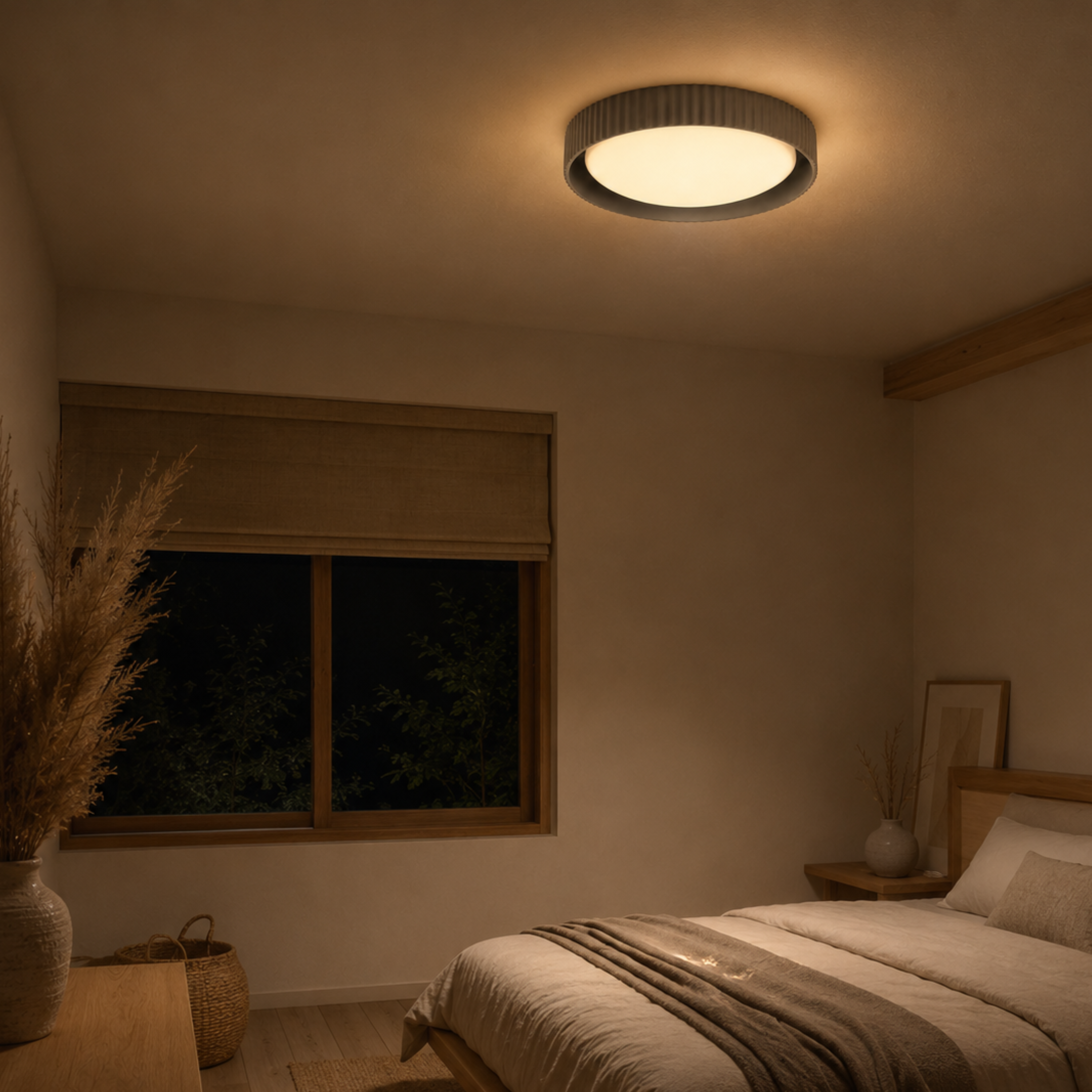 Minimalist Round Ribbed Resin Flush Mount Ceiling Light