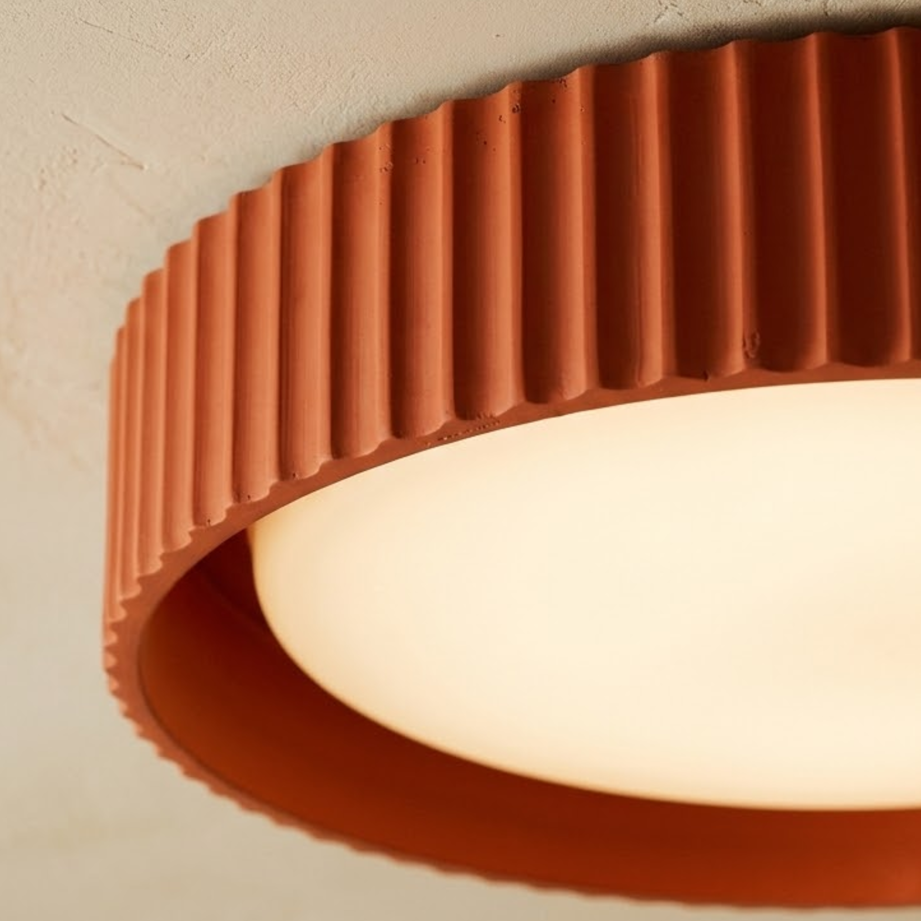 Minimalist Round Ribbed Resin Flush Mount Ceiling Light