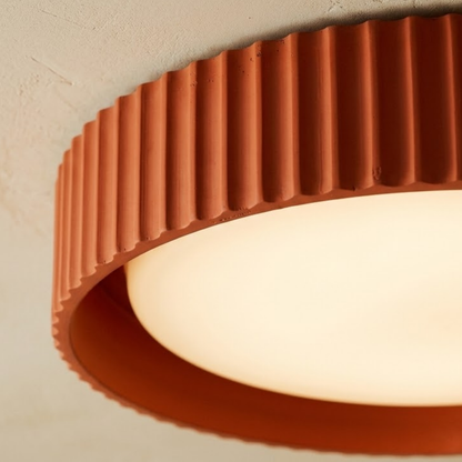 Minimalist Round Ribbed Resin Flush Mount Ceiling Light