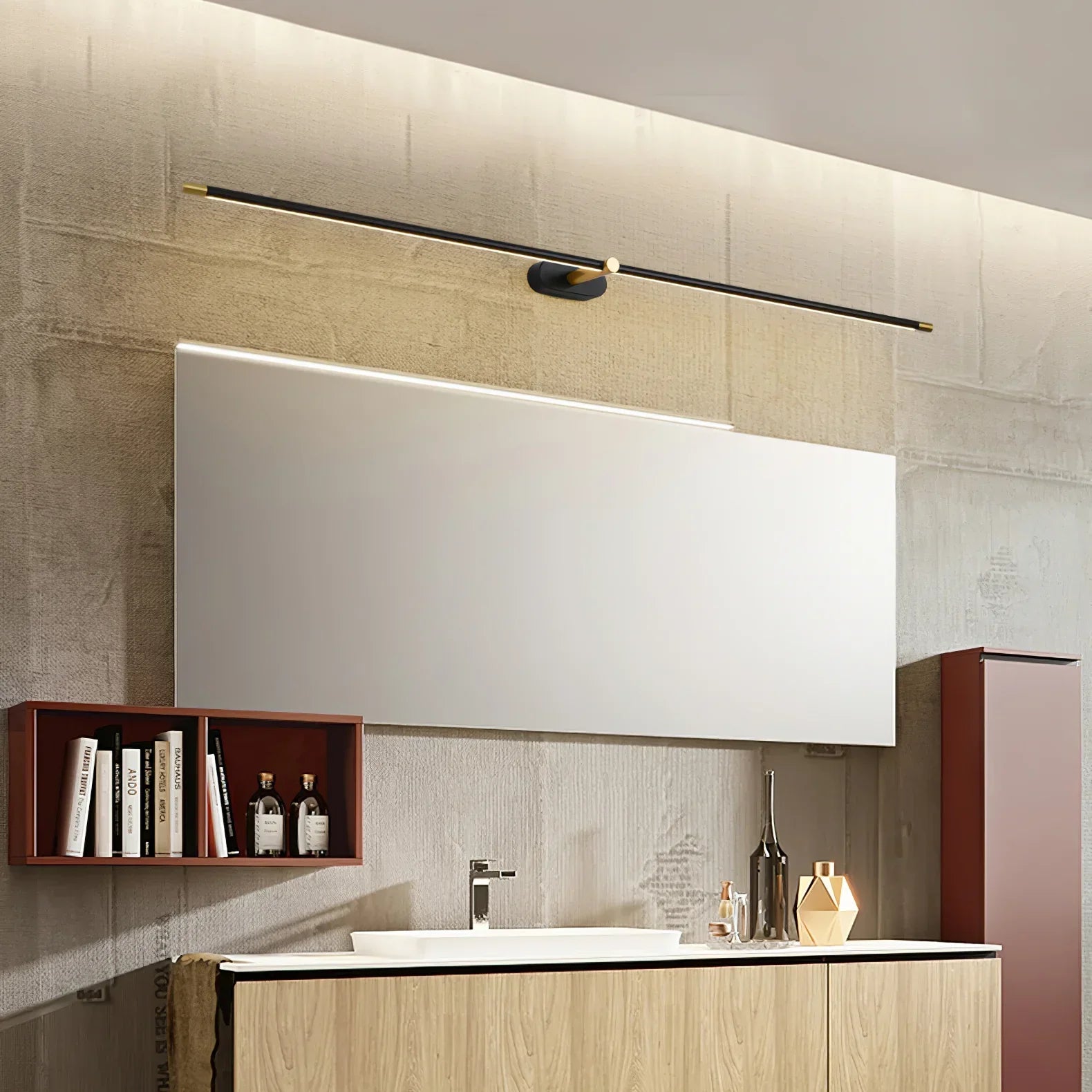Minimalist Slim Linear LED Wall Light In Black Gold And White