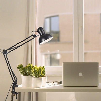 Modern Adjustable Swing Arm Clip On Metal LED Desk Table Lamp