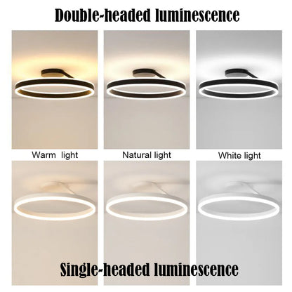 Modern Circular Ring LED Flush Mount Ceiling Light Black White Minimalist