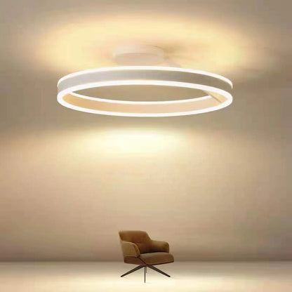 Modern Circular Ring LED Flush Mount Ceiling Light Black White Minimalist