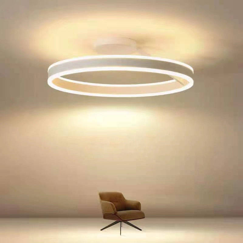 Modern Circular Ring LED Flush Mount Ceiling Light Black White Minimalist