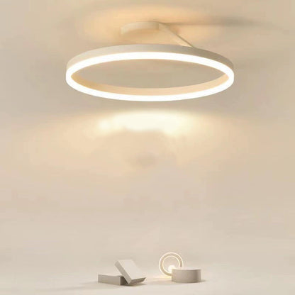 Modern Circular Ring LED Flush Mount Ceiling Light Black White Minimalist