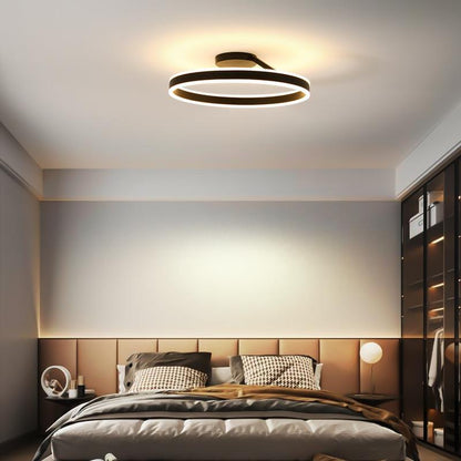 Modern Circular Ring LED Flush Mount Ceiling Light Black White Minimalist