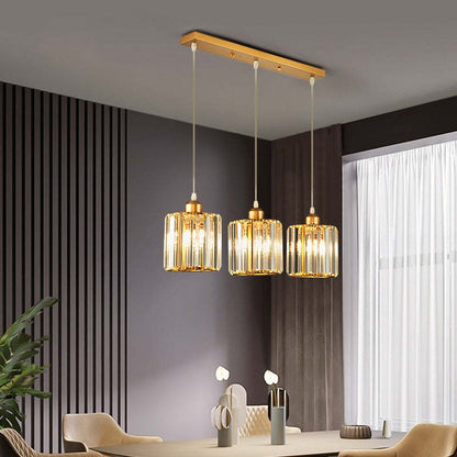 Modern Cluster Cylinder Glass Pendant Light Black Ribbed Shades Linear