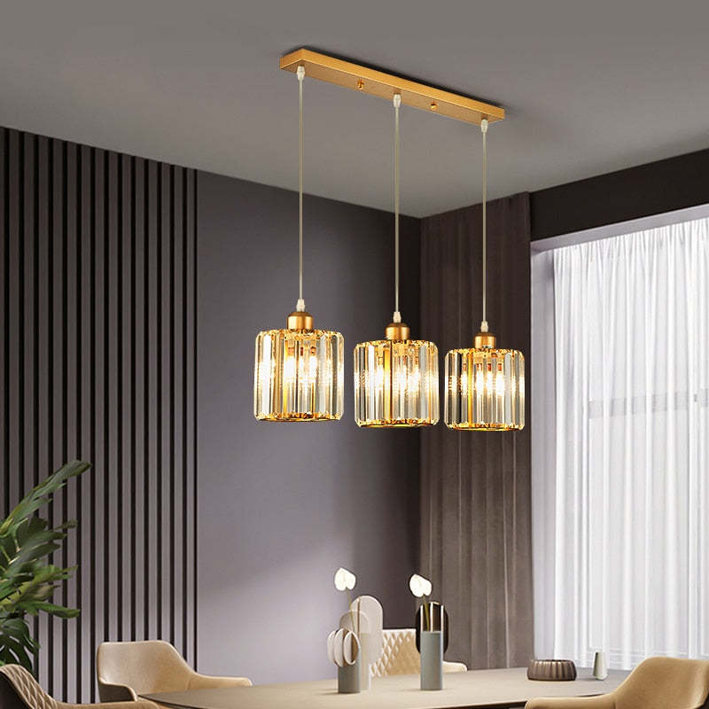 Modern Cluster Cylinder Glass Pendant Light Black Ribbed Shades Linear