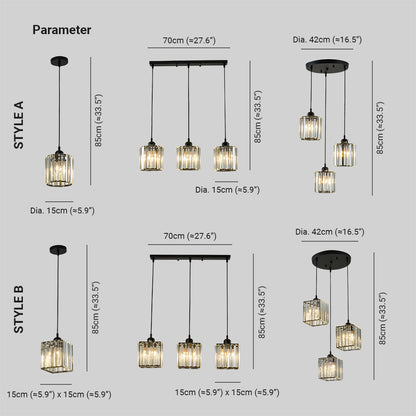Modern Cluster Cylinder Glass Pendant Light Black Ribbed Shades Linear