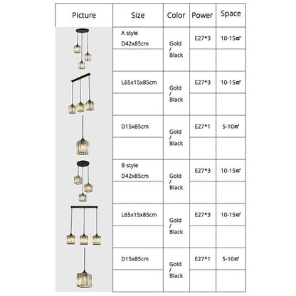 Modern Cluster Cylinder Glass Pendant Light Black Ribbed Shades Linear
