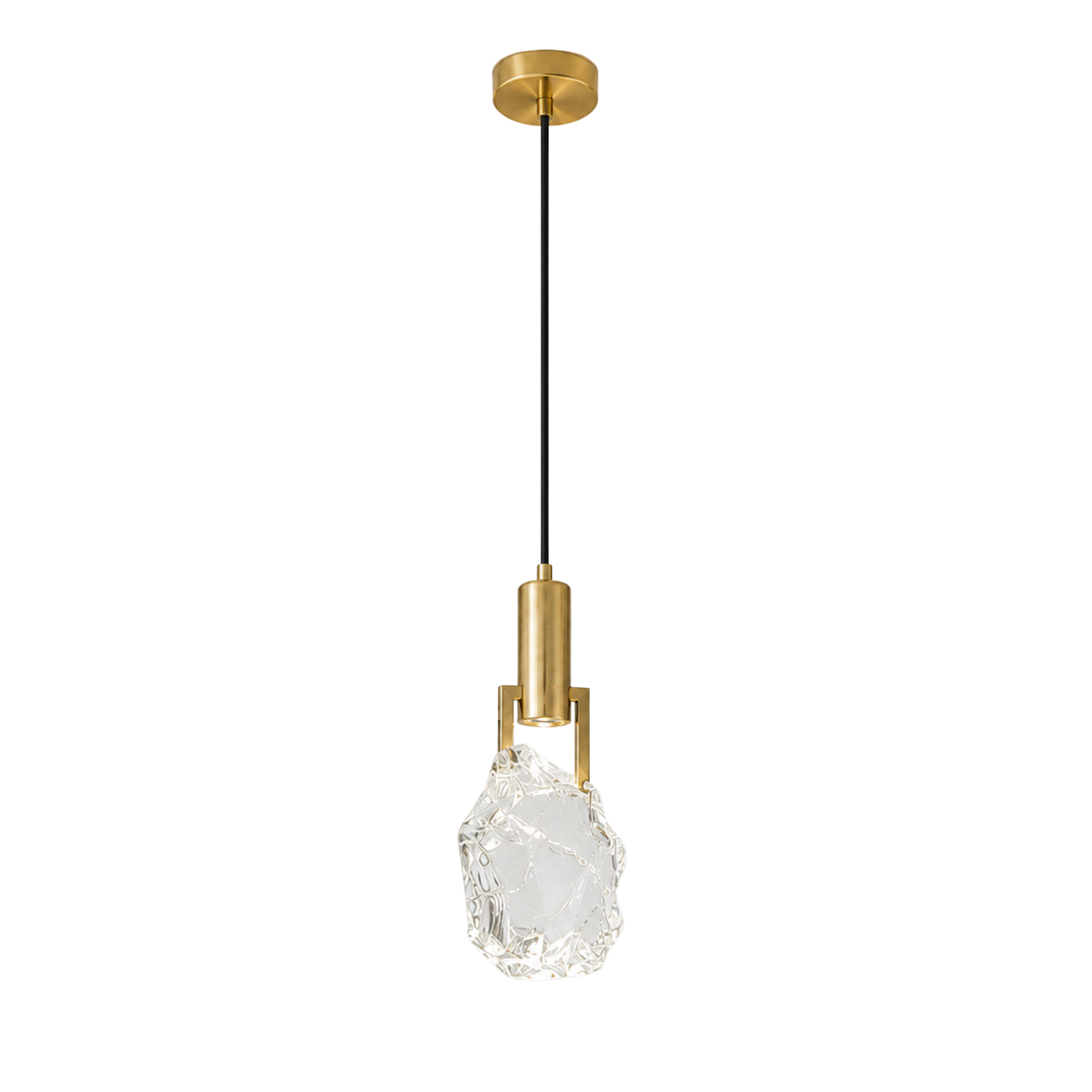Modern Crystal Stone Mini Pendant Light in Black or Gold